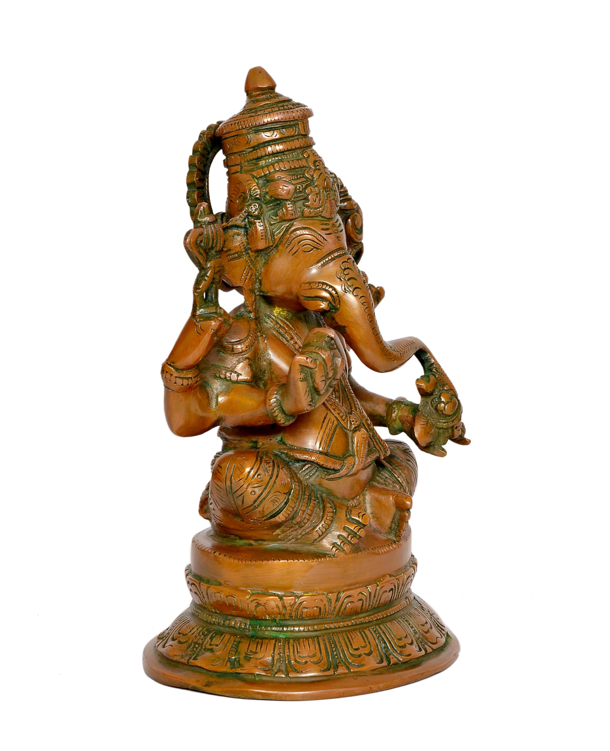 Dattatreya Brass Ganesh Statue Lord Ganesha Idol For Home Decor And Pooja Hindu God Ganapati Figurine (Height 10.5 Inch)